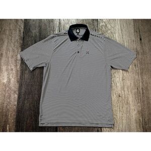 Footjoy Golf Polo Mens White Navy Striped Short Sleeve Shirt Large
